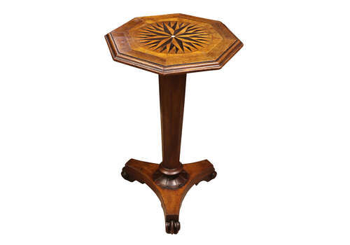 William IV Octagonal Topped Lamp Table With Inlaid Compass Rose, C.1835
