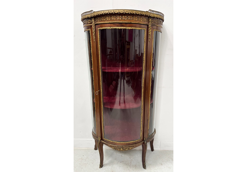Napoleon III Style Curved Mahogany And Veneer Display Case 20th Century