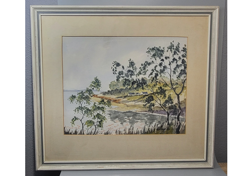 Vintage Watercolour Painting Loch Nan Caell Quiet Bay By S.M Macpherson 66x60cm