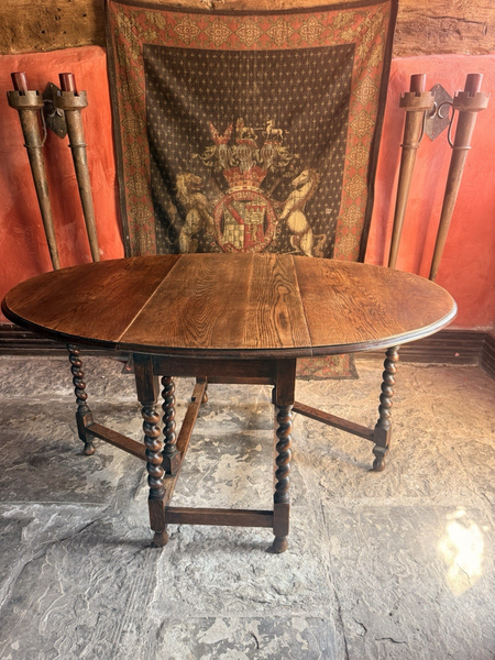 English Antique Oak George V Gateleg Breakfast Dining Table Circa 1900 photo furniture