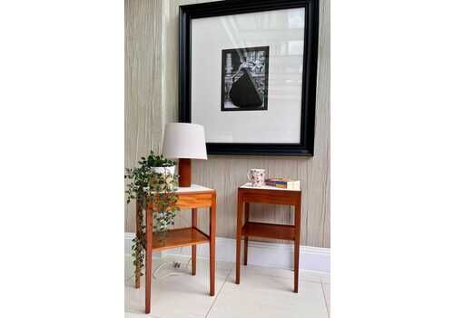 Pair Of 1967 Teak Remploy Bedside Tables With Formica Tops – Vintage British Military Design