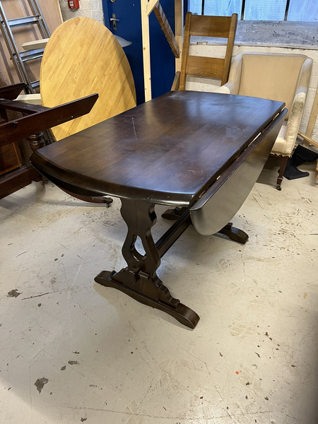 Large Vintage Gateleg  Etxtendable Oval  Barley Twist Drop Leaf  Dining Table photo furniture