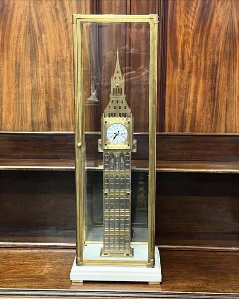 London Big Ben Brass Skeleton Clock With Case And Key. Large In Size photo furniture