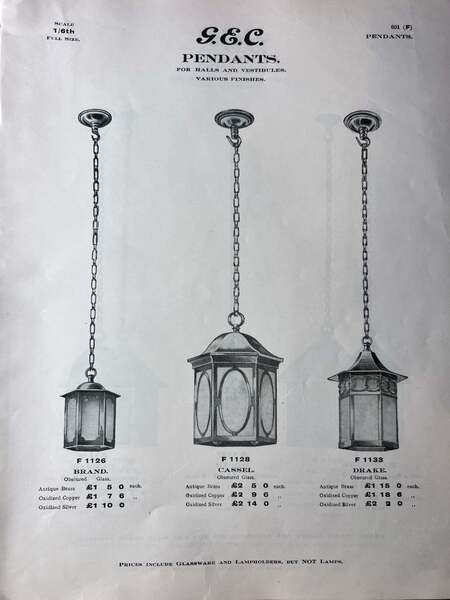 Antique Decorative Hexagonal Brass & Frosted Glass Hall Lantern By Gec photo Lighting