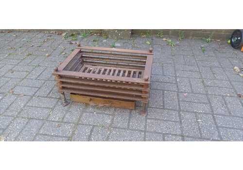 Antique Cast Iron Fire Grate With Ash Pan Arts And Crafts Style Fireplace Basket Rustic Solid Grate Vintage Fire Basket