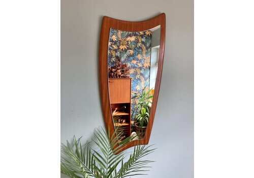 Vintage Mid Century Teak Framed Wall Mirror