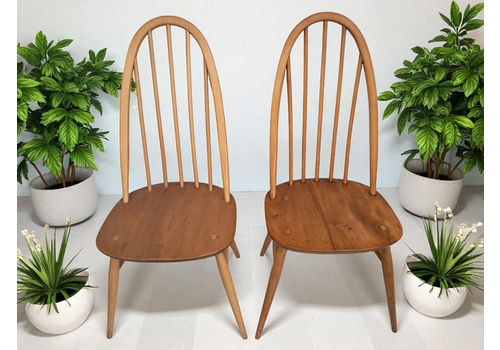 Vintage Ercol Windsor Quaker Dining Chairs X 2 Light Elm Mid Century Chairs Vgc