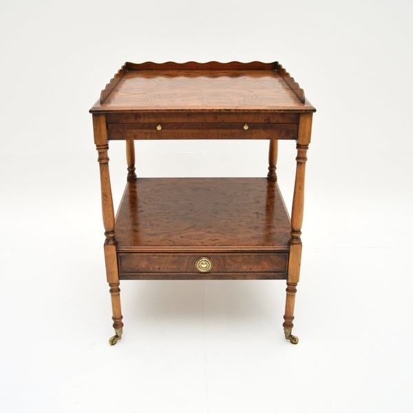 Antique Georgian Style Burr Elm Side Table photo furniture