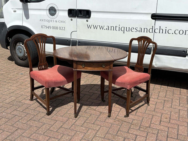 Georgian Mahogany 2 Seater Extending Tea/Dining Table, Folding Sides. Drawer. photo for sale