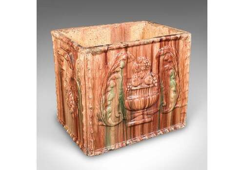 Large Antique Planter, Scottish, Ceramic Jardinière, Majolica Taste, Victorian