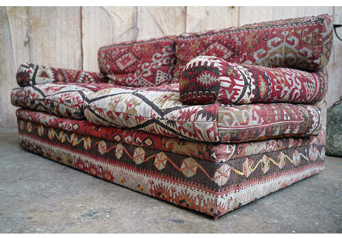 A Late 20thc George Smith Kilim Upholstered Bolster Sofa C.1985