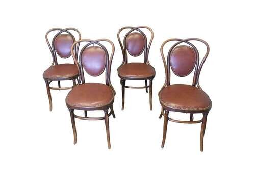 Set Of 4 Thonet Bistro Bentwood Chairs