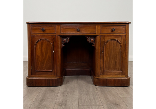 Antique 19th Century Mahogany Desk | Twin Cupboards | Af 4237