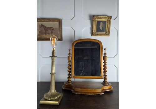 Victorian Satinwood Barley Twist Toilet Mirror With Mercury Glass Plate