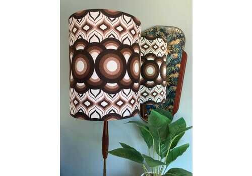 Retro Geometric Print Large Lampshade Handmade With Vintage 70s Fabric
