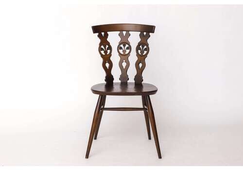 Vintage Ercol Chair Model 375 – England 1960s – Elm Wood – Original Label