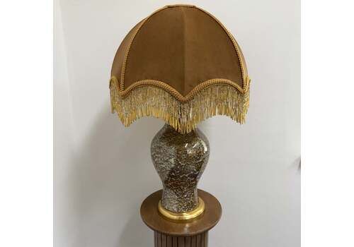 Porcelaine De Paris Lamp With Brown Beaded Lampshade
