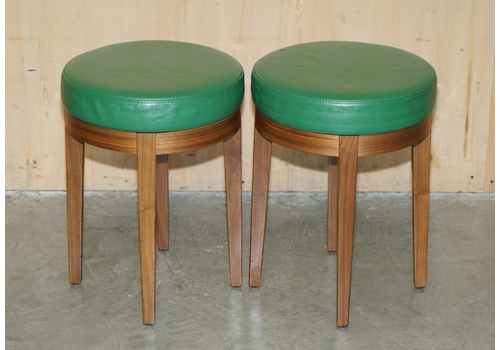 Two Rare Original Rolex Green Leather Boutique Dealers Watchmakers Swivel Stools