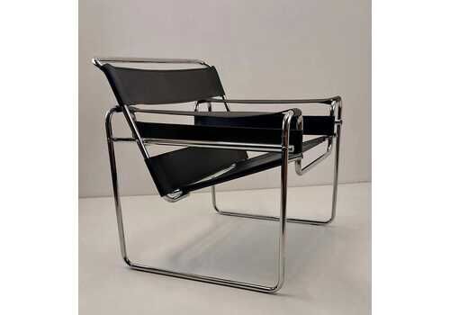 Vintage Wassily Armchair Designed By Marcel Breuer / Leather, Steel / 60s Mid Century Modern Lounge Chair