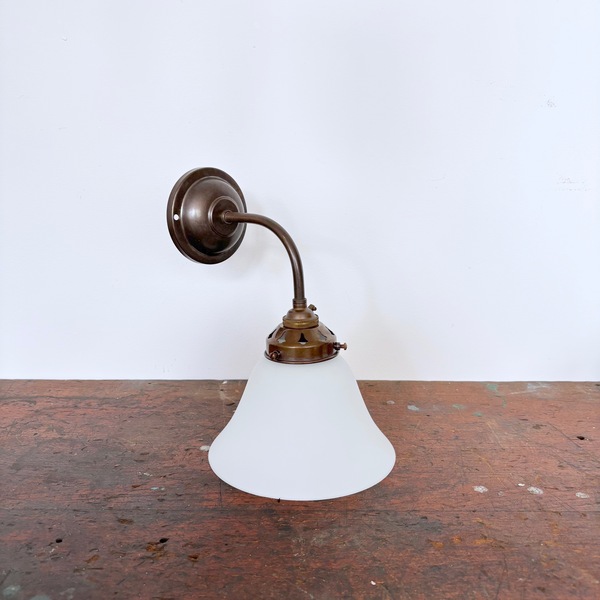 Set Of Three White Satin Opal Bell Shade Wall Lights photo furniture