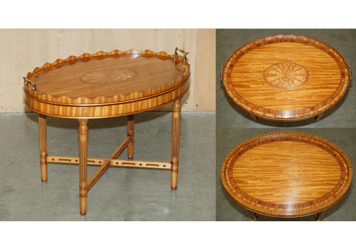 Sublime Vintage Sheraton Revival Satinwood Removable Tray Table Top Coffee Table
