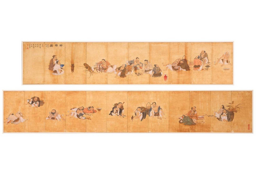 Fine Pair Of Extra Large Boisterous Exploits Of The Drunken Immortals Paintings