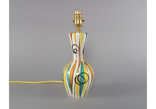 1950s Hand Painted Orange / Yellow / Green Italian Pottery Table Lamp – Rewired