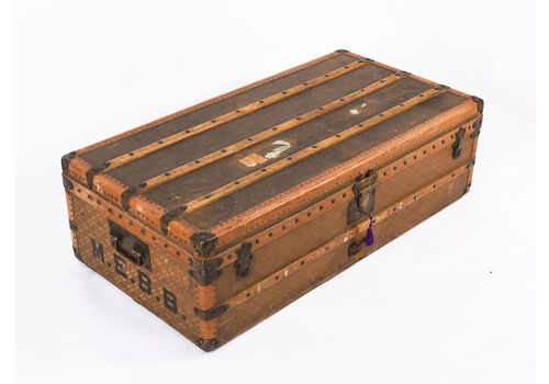 Antique Aux Etats Unis Of Paris Steamer Trunk Luggage Circa 1920