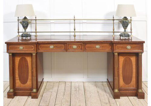 19th Century Mahogany Pedestal Inlaid Sideboard