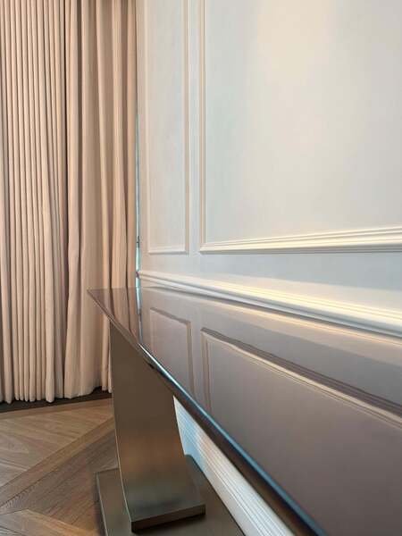Art Deco Style Lacquered Wood And Bronze Metal Console Table, Hugues Chevalier photo furniture