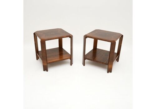 Pair Of Art Deco Burr Walnut Side Tables