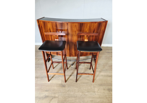 Rosewood Danish Mid Century Home Bar With 2 Stool By Dyrlund