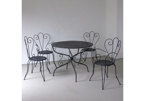 Wrought Iron Garden Patio Table Chairs Set | 1950s | France
