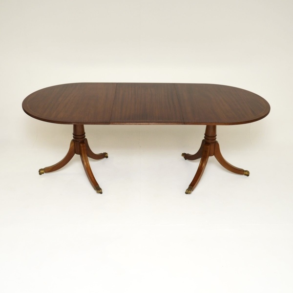 Antique Regency Style Mahogany Brass Inlaid Extending Dining Table photo for sale