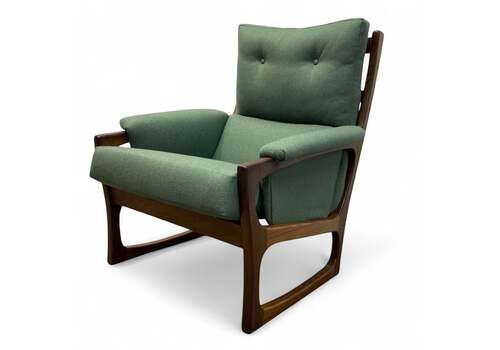 Midcentury Lounge Chair Green Danish Fully Refurbished