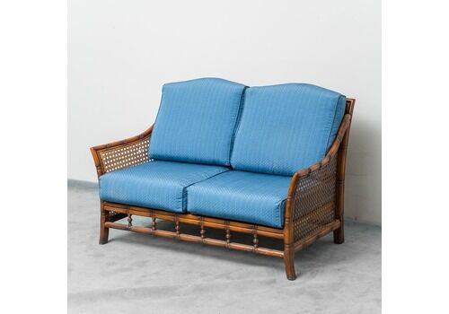 Vintage 2 Seater Sofa In Bamboo And Vienna Straw From The 1960s.