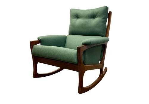 Midcentury Rocking Chair Green Danish Fully Refurbished