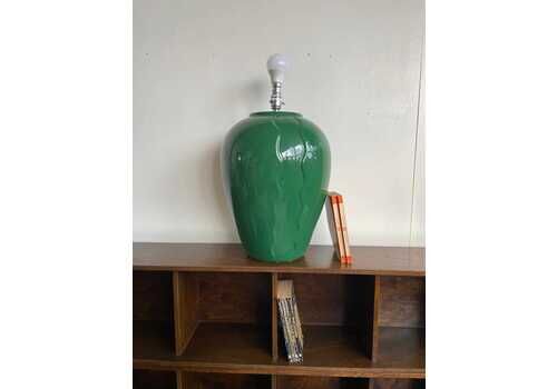 Vintage Large Green Ikea Ceramic Table Lamp From The 90s With Wavy Pomo Detail