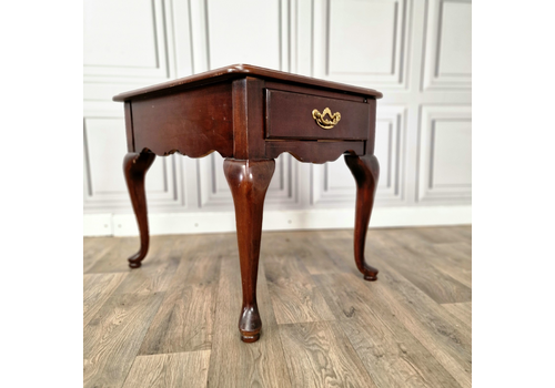 Antique Vintage Queen Anne Style End Tea Table Side Coffee Telephone Drawer