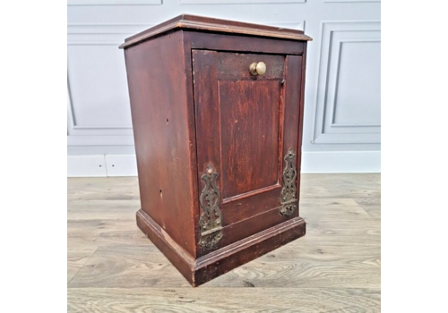 Antique Edwardian Wooden Fireside Coal Purdonium Cabinet Scuttle Bedside Table