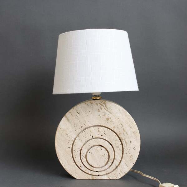 Vintage Travertine Table Lamp (Circa 1980s) photo furniture