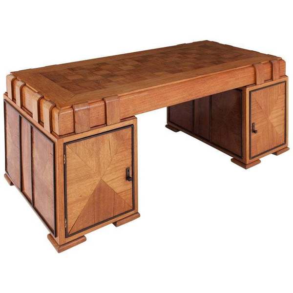 Art Deco Grand Oak Desk France 1940s