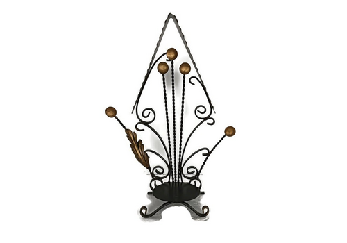 Vintage Chapel Niche For Statue Wrought Iron Gold Taches Two Toned Wall Hanging