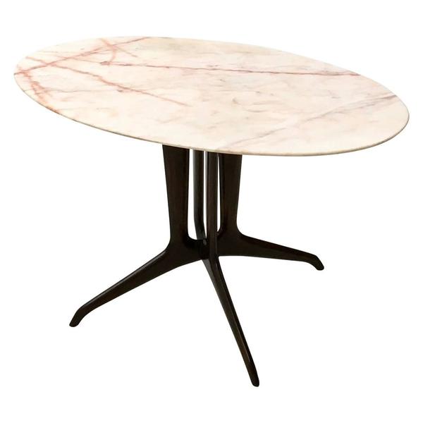 Coffee Table In The Style Of Ico Parisi With A Portuguese Pink Marble Top 1950s