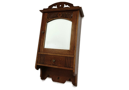 Medicine Apothecary Apothecary Bathroom Cabinet  Beveled Glass Carved Wood Wow