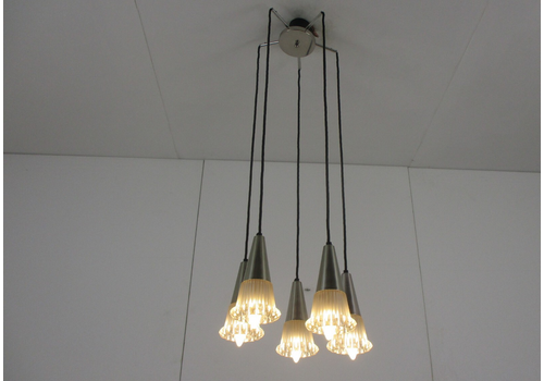 Raak Style  Modern Mid Century Chandelier  Modernist Cascade 5 Lights Shades