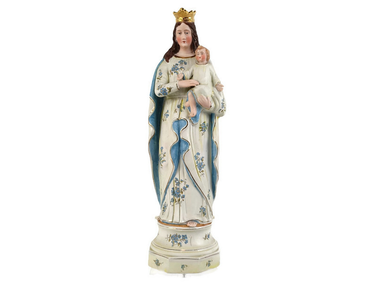 Bisque Porcelain Antique Statue Virgin Mary Madonna With Infant Child ...