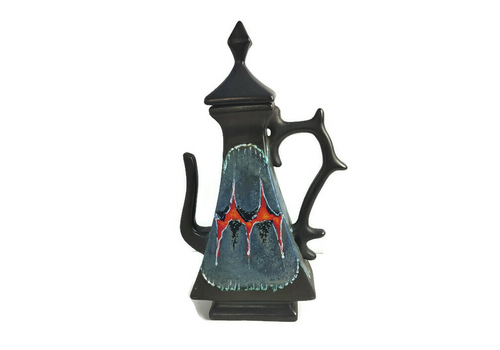 Tea Coffee Pot Vase Ewer Fat Lava Stoneware Italy Italian Funky Vintage Retro