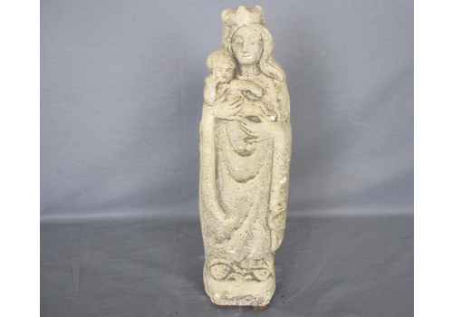 Outdoor Protection Carved Stone French Virgin Mary Infant Jesus Htf Tenderness 1