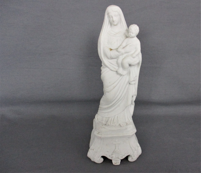 Antique Bisque Porcelain Statue Virgin Our Lady Mary Madonna With ...